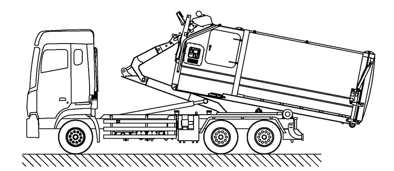 El principio y el diseño del camión de basura de la marca Fulongma con un compartimento desmontable.
