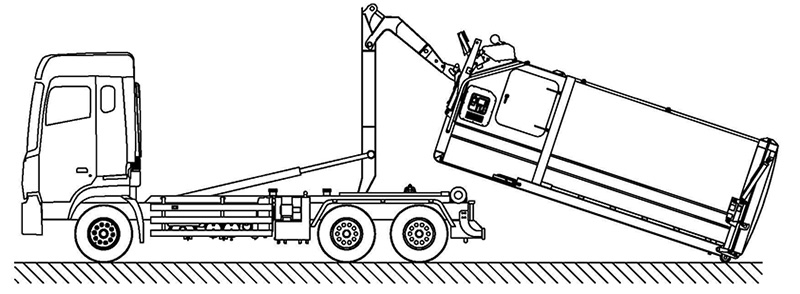 El principio y el diseño del camión de basura de la marca Fulongma con un compartimento desmontable.